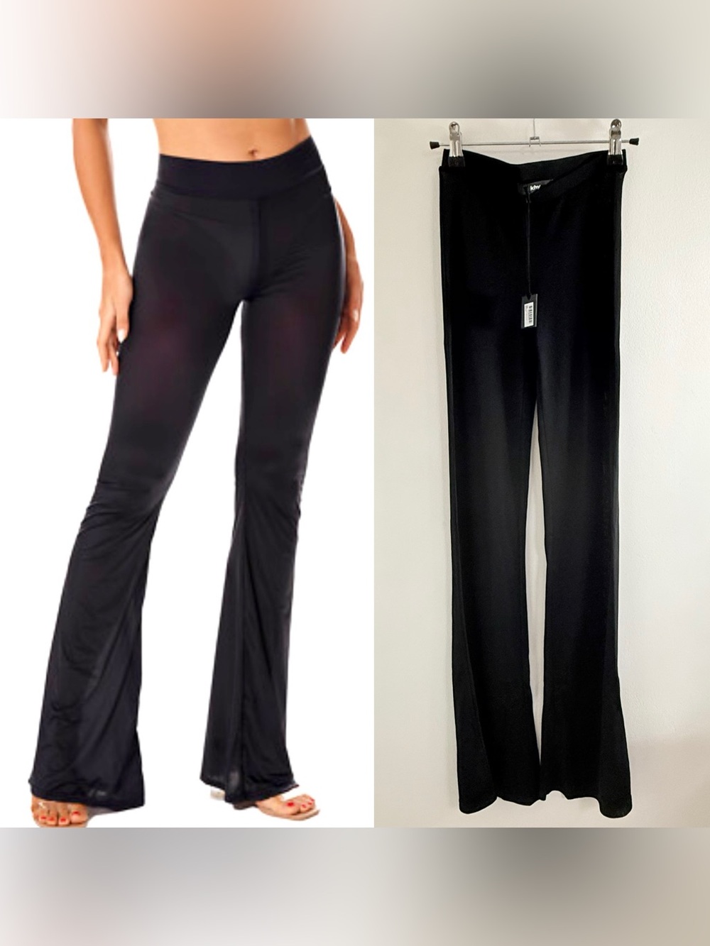 khy by Kylie Jenner Black Mesh Flare Pants — NWT